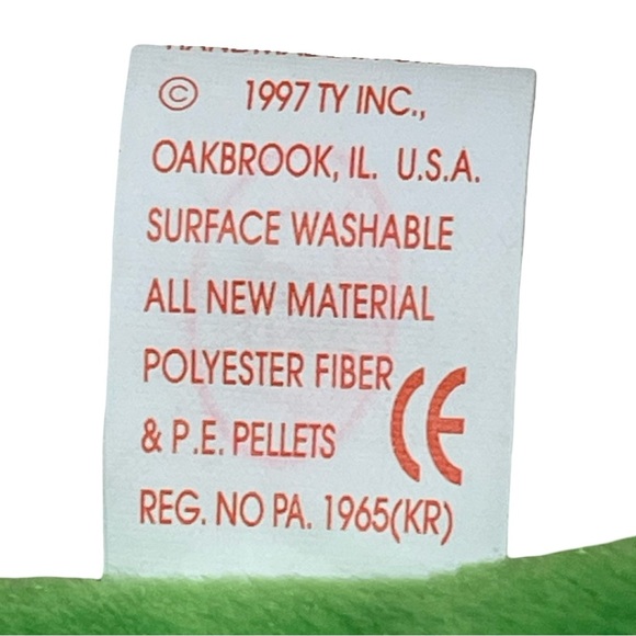 Ty Beanie Babie Green and Yellow 8in 1997 Smoochy Frog - 4039 - Picture 7 of 7